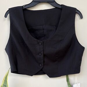 Commense Black Button-Up Crop Top